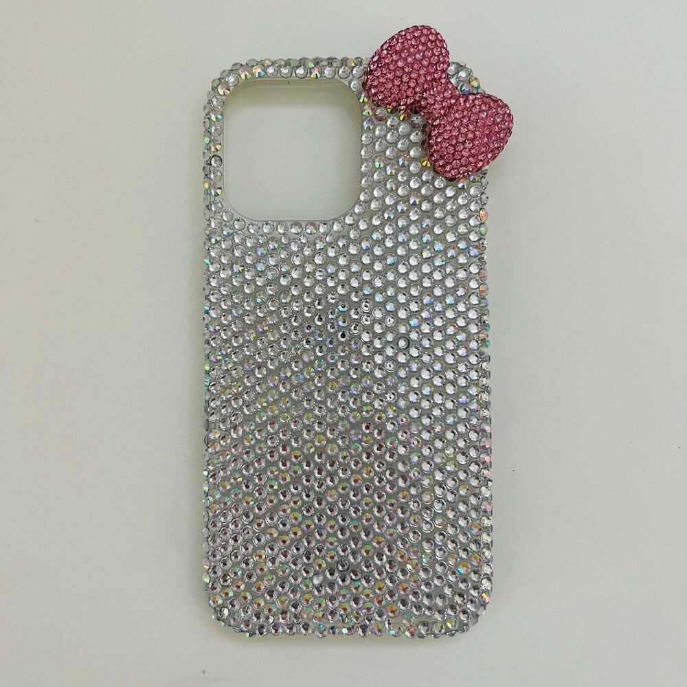 Phink White Crystal Bow iPhone 16 Pro Max Case